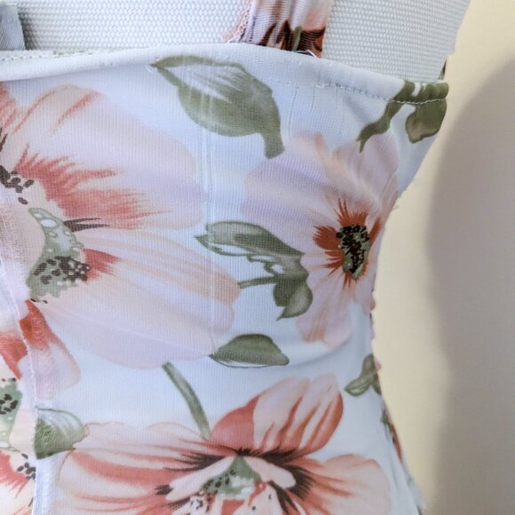 Vintage Y2K Floral Bodycon Dress Ruched Mesh Fairycore Coquette Babydoll Sz 6 - Picture 6 of 15